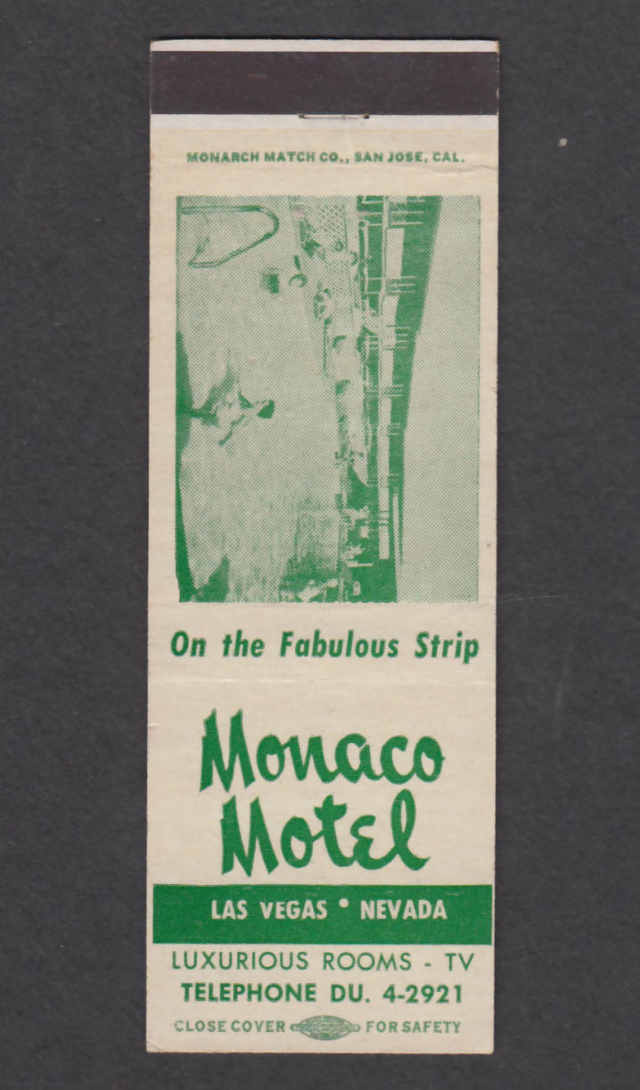 Image for Monaco Motel Hwy 91 & Desert Inn Rd Las Vegas NV matchcover