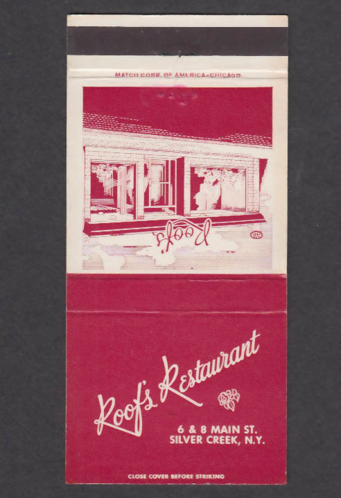 Image for Roof's Restaurant 6 & 8 Main St Silver Creek NY matchcover