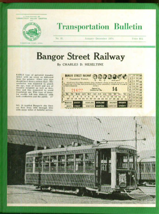 Image for Bangor Street Railway TRANSPORTATION BULLETIN #81