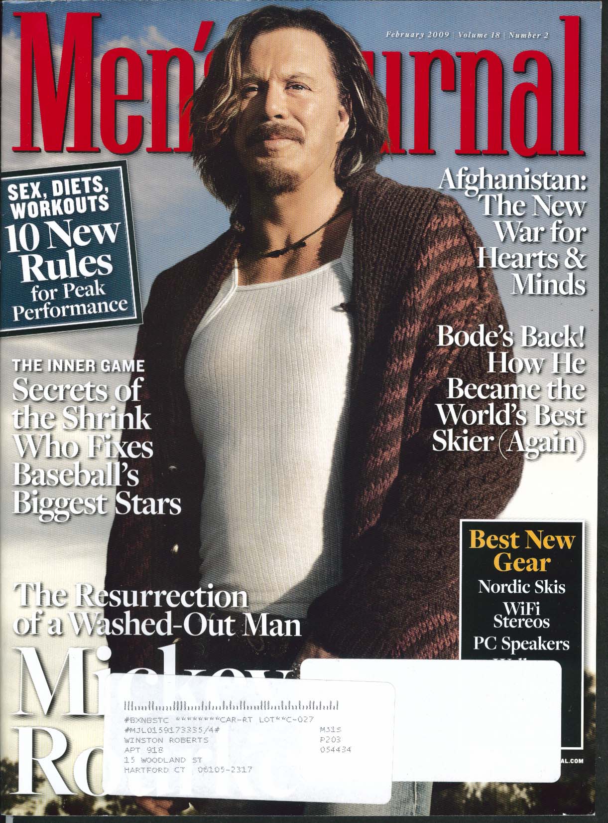 Image for MEN'S JOURNAL Mickey Rourke Robert Young Pelton Afghanistan Evan Tanner 2 2009