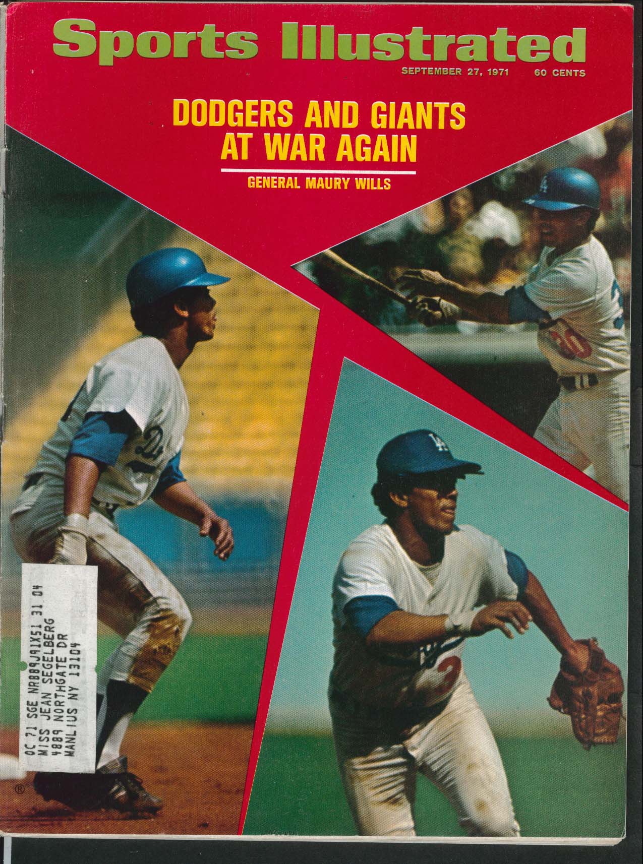 Image for SPORTS ILLUSTRATED Giants Dodgers Notre Dame Northwestern Bengals ++ 9/27 1971