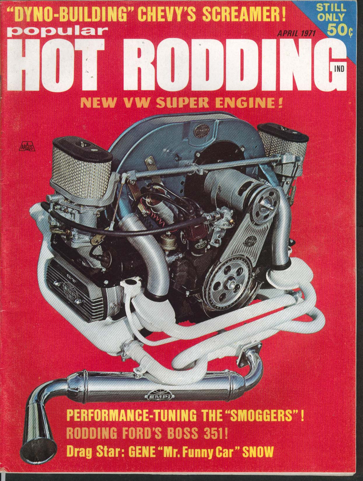 Image for POPULAR HOT RODDING Ford Boss 351 Gene Snow Volkswagen Hemi Charger ++ 4 1971