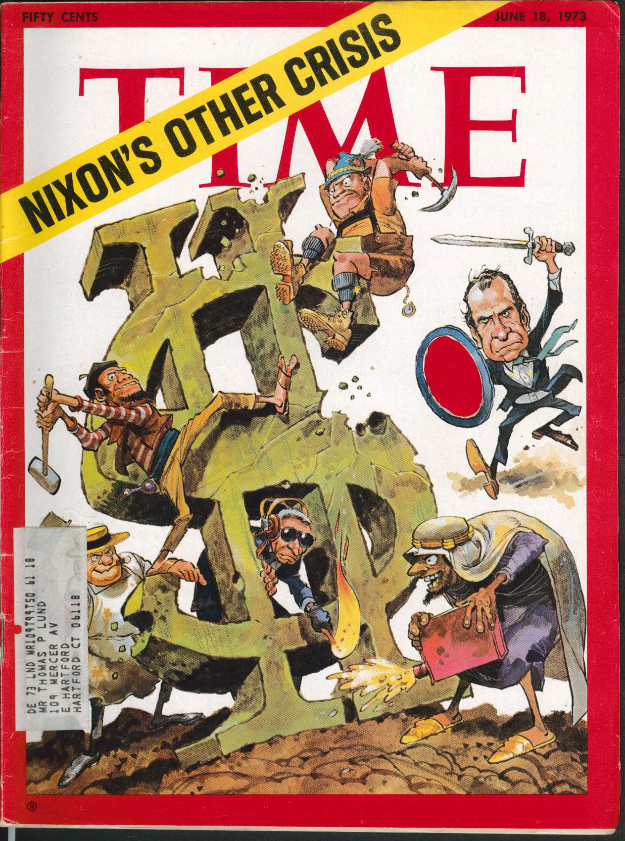 Image for TIME Nixon Jack Davis Watergate Haldeman Ehrlichman National Security 6/18 1973