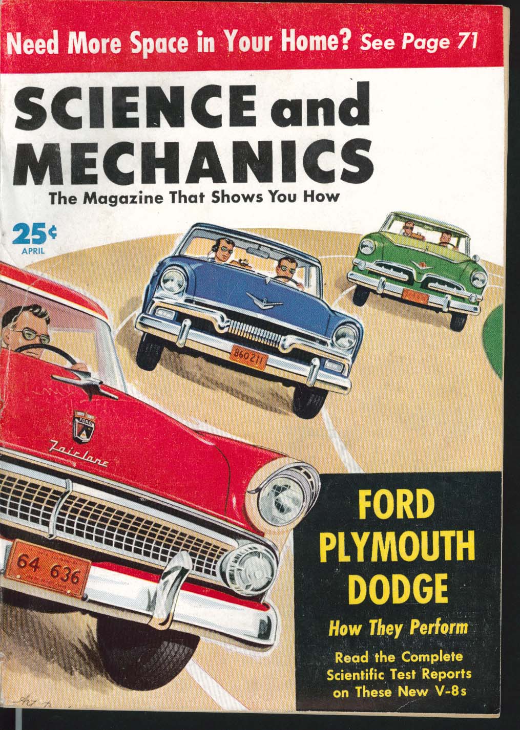 Image for SCIENCE & MECHANICS Ford Plymouth Dodge V-8 road tests 4 1955