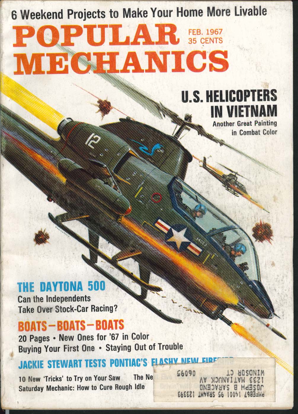 Image for POPULAR MECHANICS Daytona Jackie Stewart Pontiac Firebird Cobra Gunship 2 1967