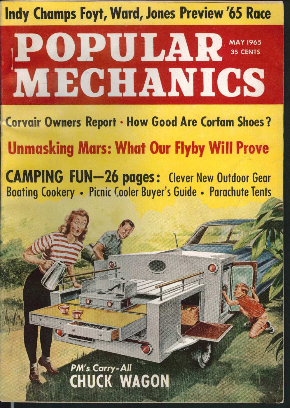Image for POPULAR MECHANICS Foyt Ward Jones Indy Corvair Corfam Shoes Mars Flyby ++ 5 1965