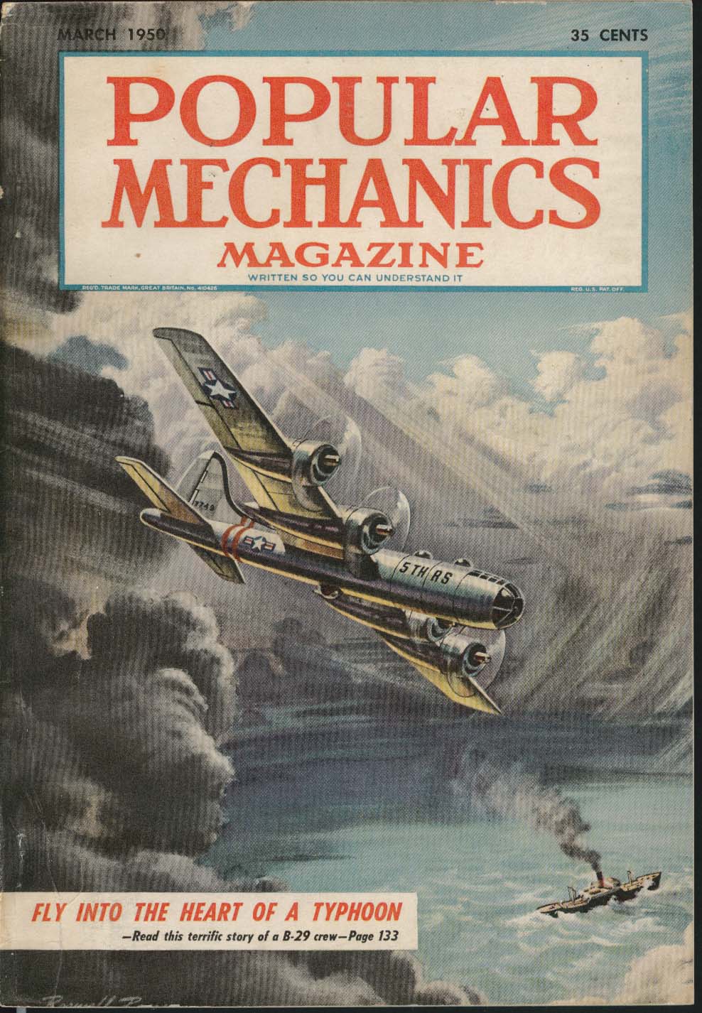 Image for POPULAR MECHANICS B-29 Typhoon Japan Electric Buggy Miniature Ships ++ 3 1950