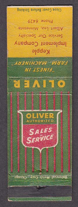 Image for Oliver Sales & Service Kepple Implement Company Albert Lea MN matchcover