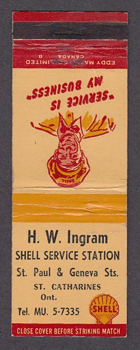 Image for H W Ingram Shell Service Station St Catharine's Ontario Canada matchcover