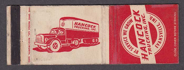 Image for Hancock Trucking Inc Evansville IN matchcover