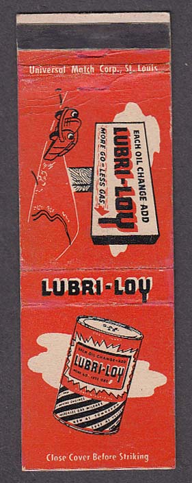 Image for Lubri-Loy motor oil advertising matchcover