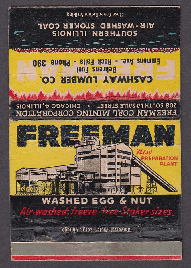 Image for Bantam Freeman Preparation Plant Cashway Lumber Co Rock Falls IL matchcover