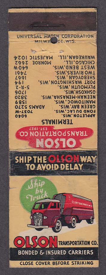 Image for Olson Transportation Co route map matchcover