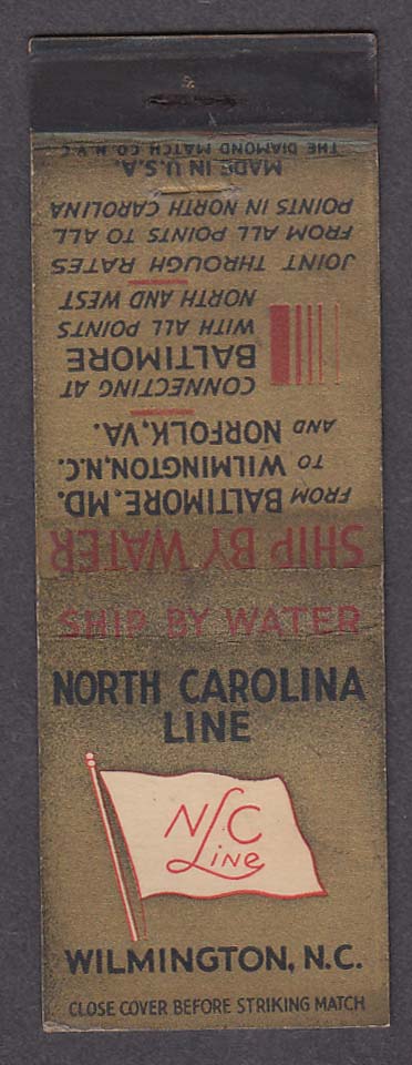 Image for North Carolina Line Wilmington NC matchcover