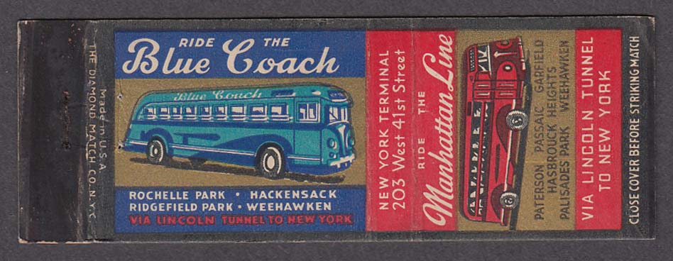 Image for Blue Coach Manhattan Line Lincoln Limited Mohawk Coach Line matchcover
