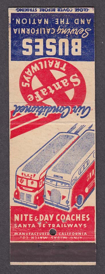 Image for Air Conditioned Santa Fe Trailways Buses matchcover