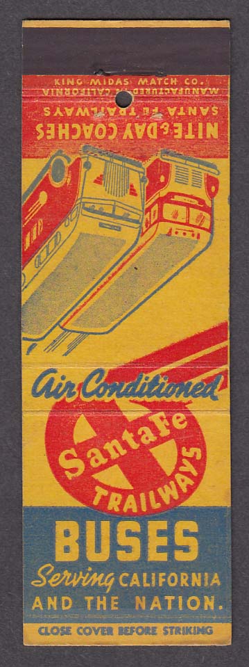 Image for Santa Fe Trailways Buses Nite & Day Coaches matchcover