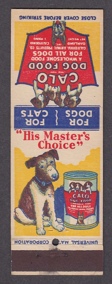 Image for Calo Dog Food advertising matchcover Boston Terrier