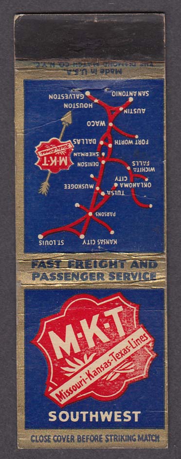 Image for MKT Missouri-Kansas-Texas Lines Southwest route map matchcover