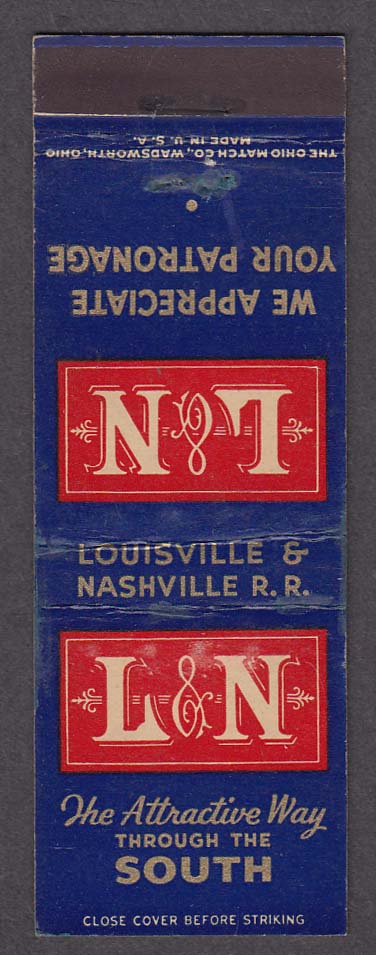 Image for Louisville & Nashville Railroad Attractive Way through the South matchcover