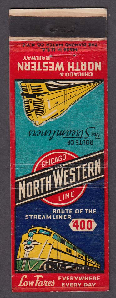 Image for Chicago & North Western Railway Line Route of Streamliners matchcover