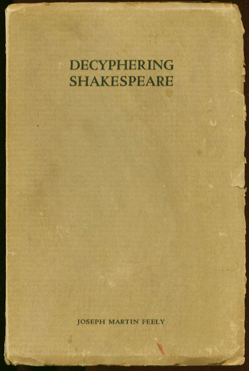 Image for Decyphering Shakespeare Joseph Martin Feely SIGNED 1934