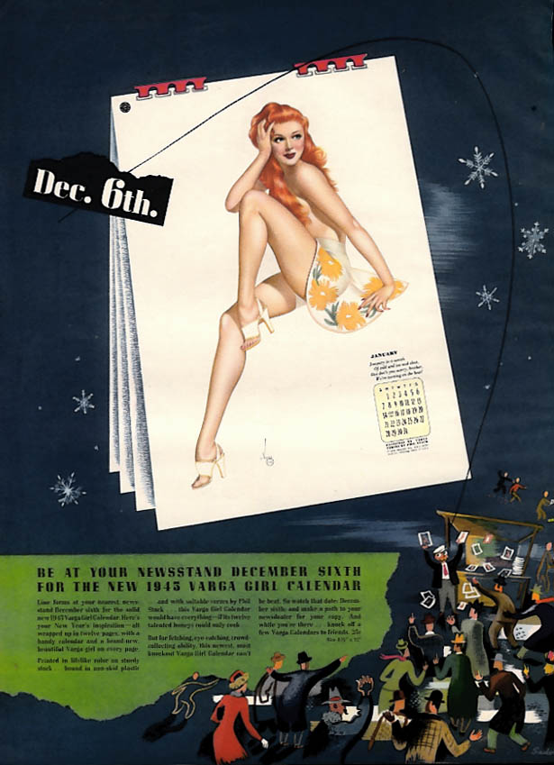 Image for 1945 Esquire Vargas Pin-up Calendar ad & preview page 1944