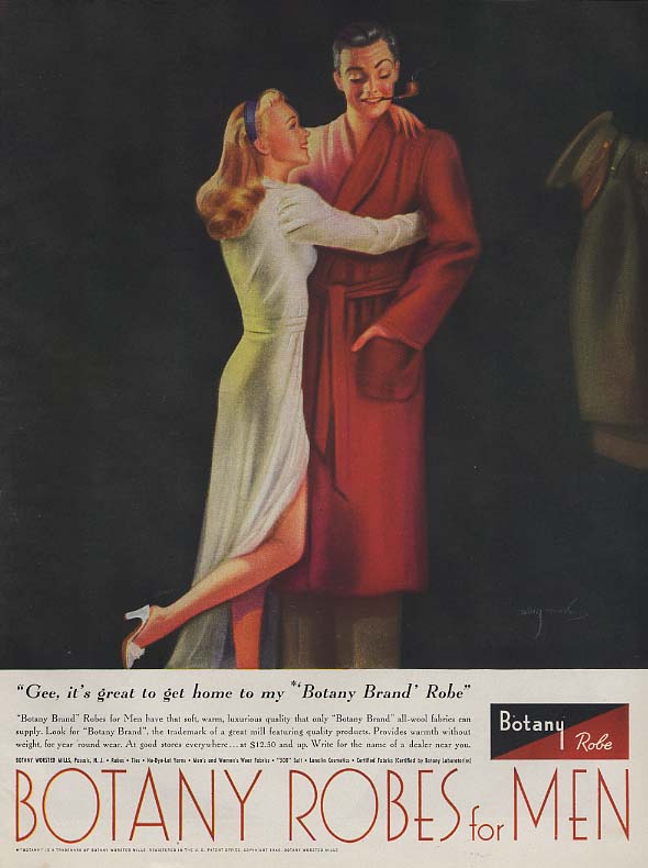 Image for Botany Robes for Men ad 1946 Billy DeVorss pin-up art ESQ