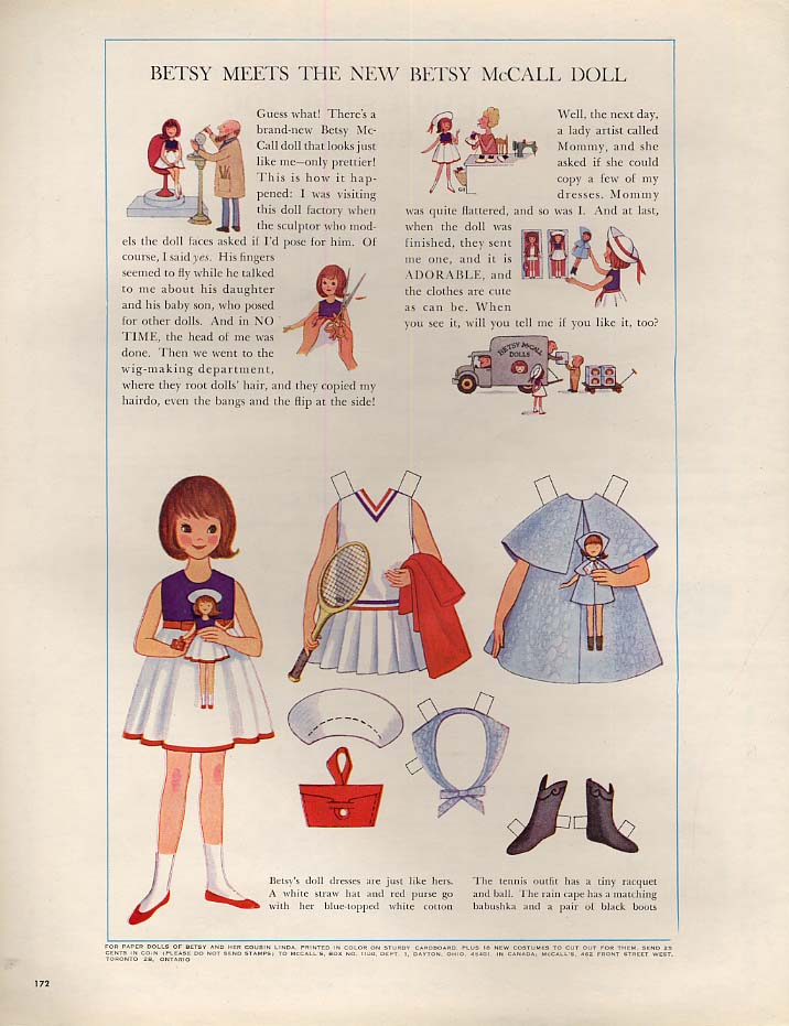 Image for Betsy meets the new Betsy McCall Doll paper doll page 1- 1964 tennis outfit