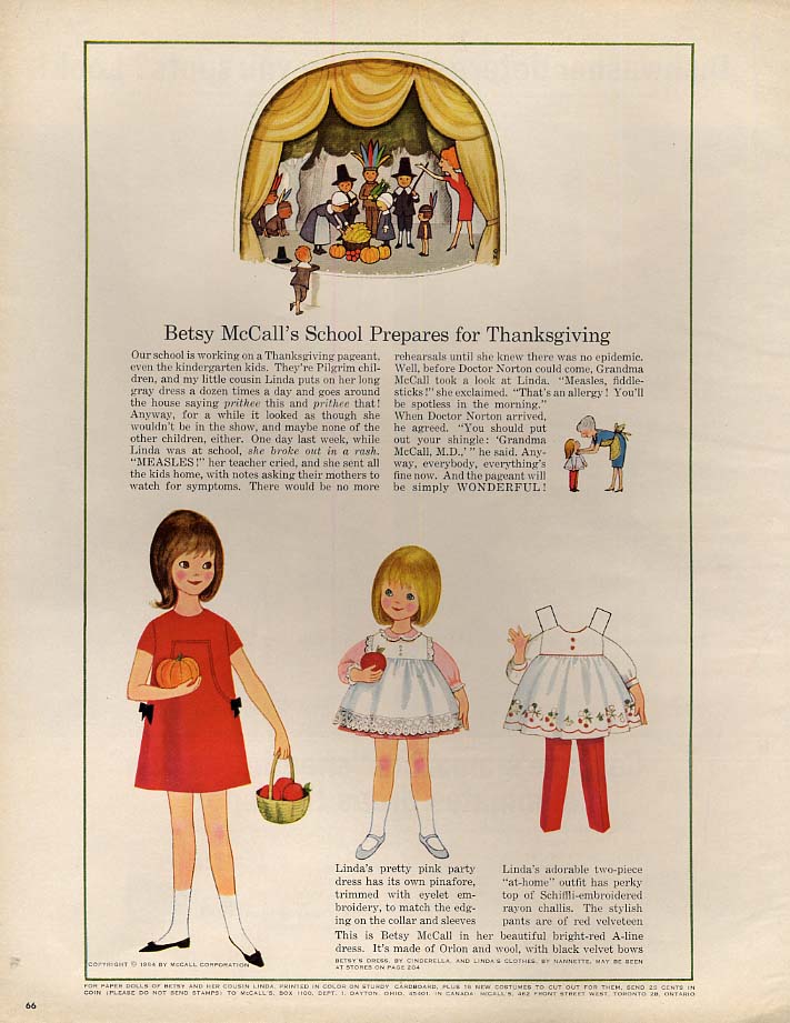 Image for Betsy McCall's School Prepares for Thanksgiving paper doll page 11 1964