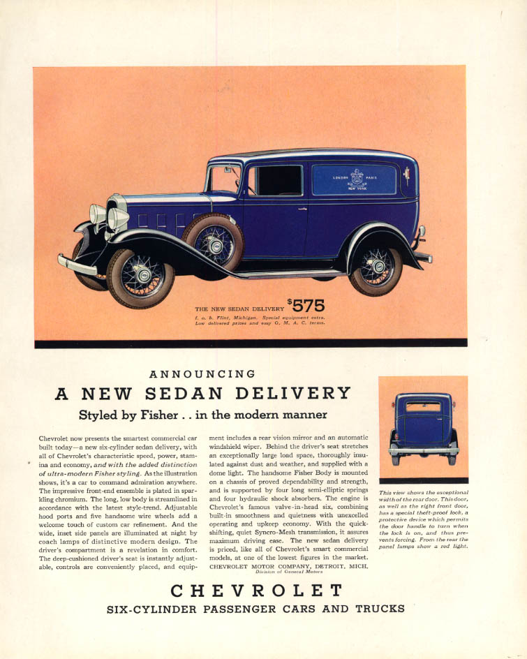 Image for Announcing a new Chevrolet Sedan Delivery truck ad 1932 F
