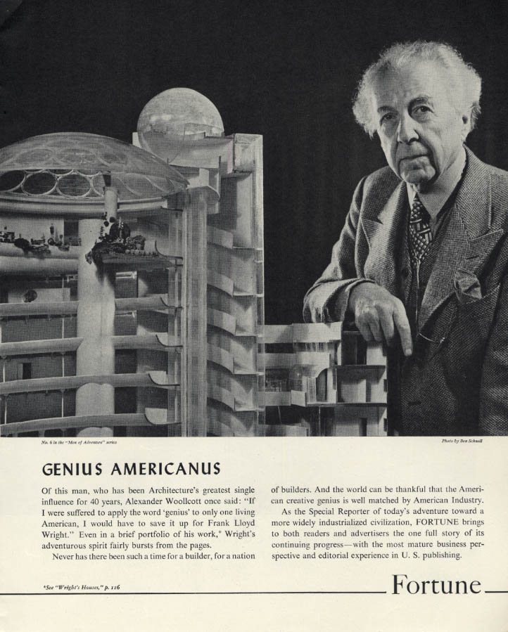 Image for Genius Americanus: Frank Lloyd Wright for Fortune Magazine ad 1946 F