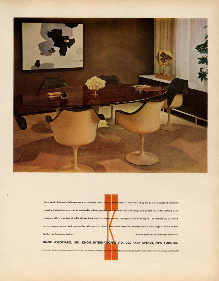 Image for Saarinen Executive Swivel & Side Chairs: Knoll Associates ad 1963 F
