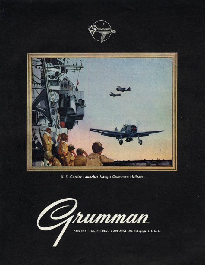 Image for US Navy Aircraft Carrier launches Grumman F6F Hellcat ad 1945 F