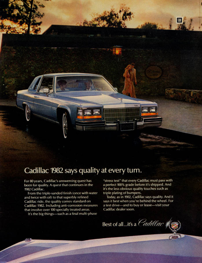 Image for Quality at every turn Cadillac Coupe de Ville ad 1982 EB