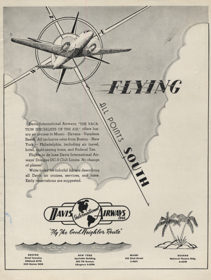 Image for Flying to All Points South: Davis International Airways DC-3 ad 1947