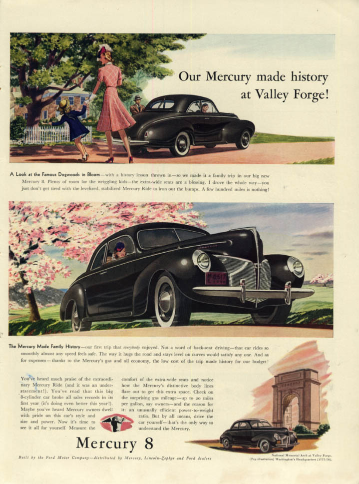 Image for Our Mercury Coupe made history at Valley Forge! Ad 1940 L