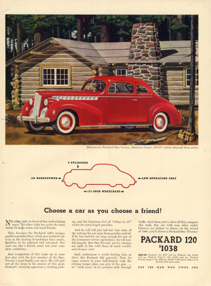 Image for Choose a car as you choose a friend Packard One-Twenty Business Coupe ad 1940 L