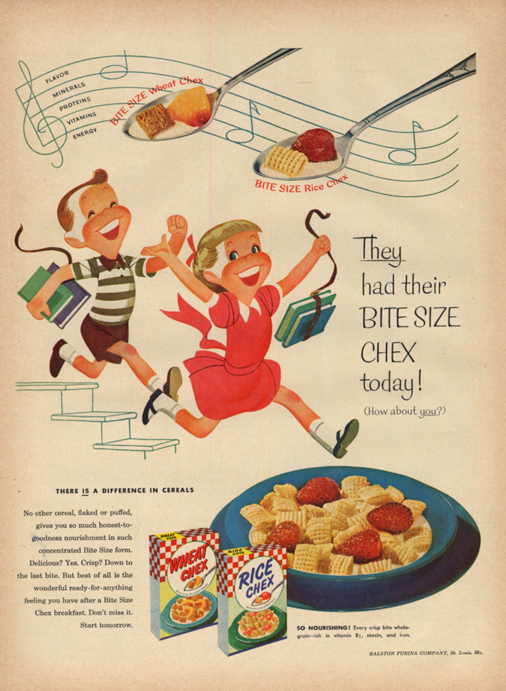Image for They had their Bite Size Wheat & Rice Chex today! Ad 1953 L