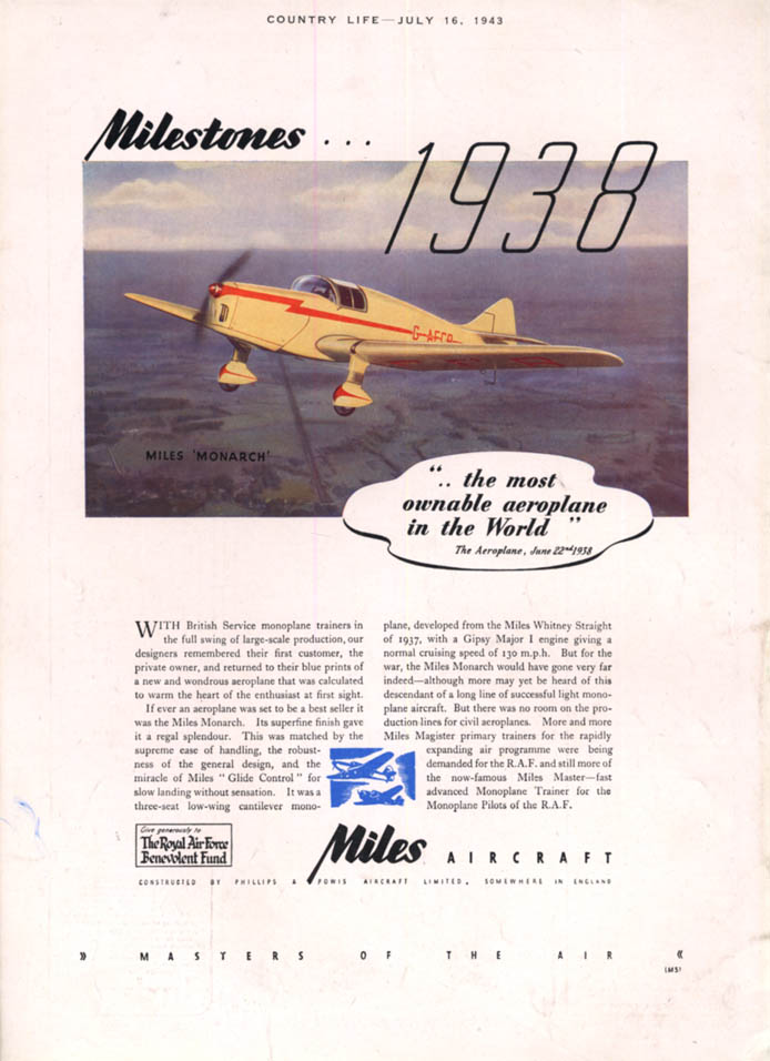 Image for The most ownable aeroplane in the world Miles Monarch ad 1943