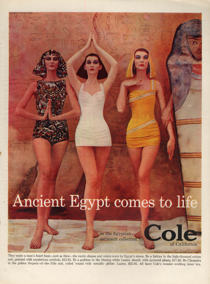 Image for Ancient Egypt comes to life in Cole of California Swimsuits ad 1956 L