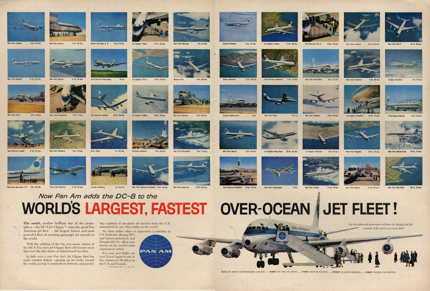 Image for Pan Am adds the DC-8 to the World's Largest Fastest Over Ocean Fleet ad 1960 L