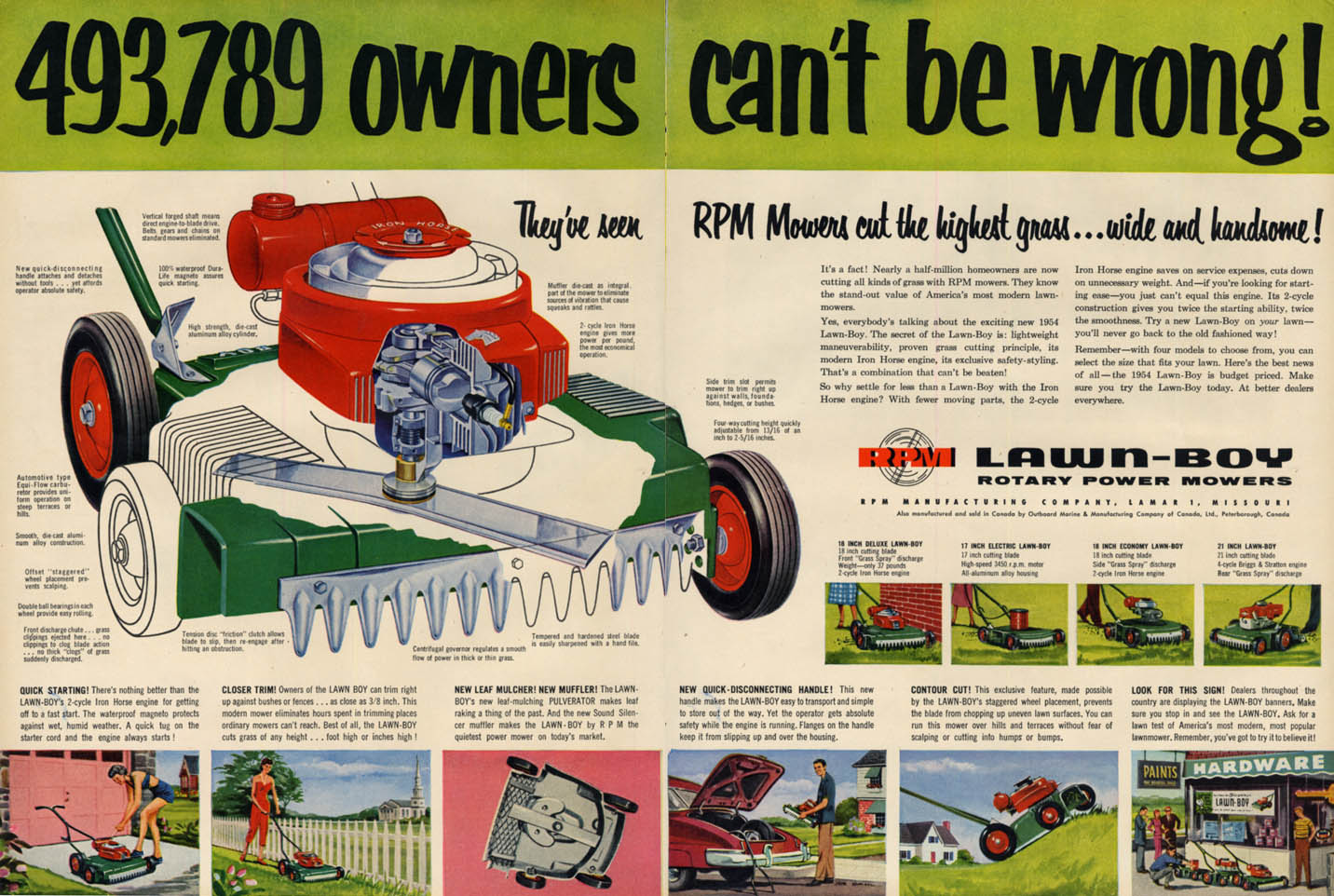 Image for 493,789 owners can’t be wrong! Lawn-Boy Rotary Lawn Mower ad 1954 L
