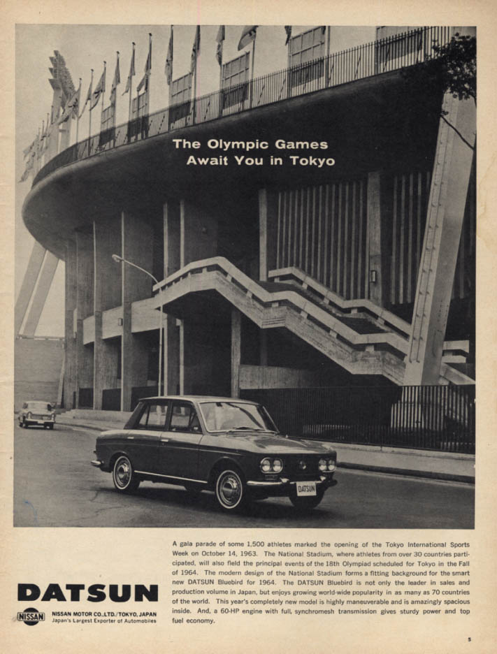 Image for The Olympic Games Await you in Tokyo - Datsun Bluebird ad 1964