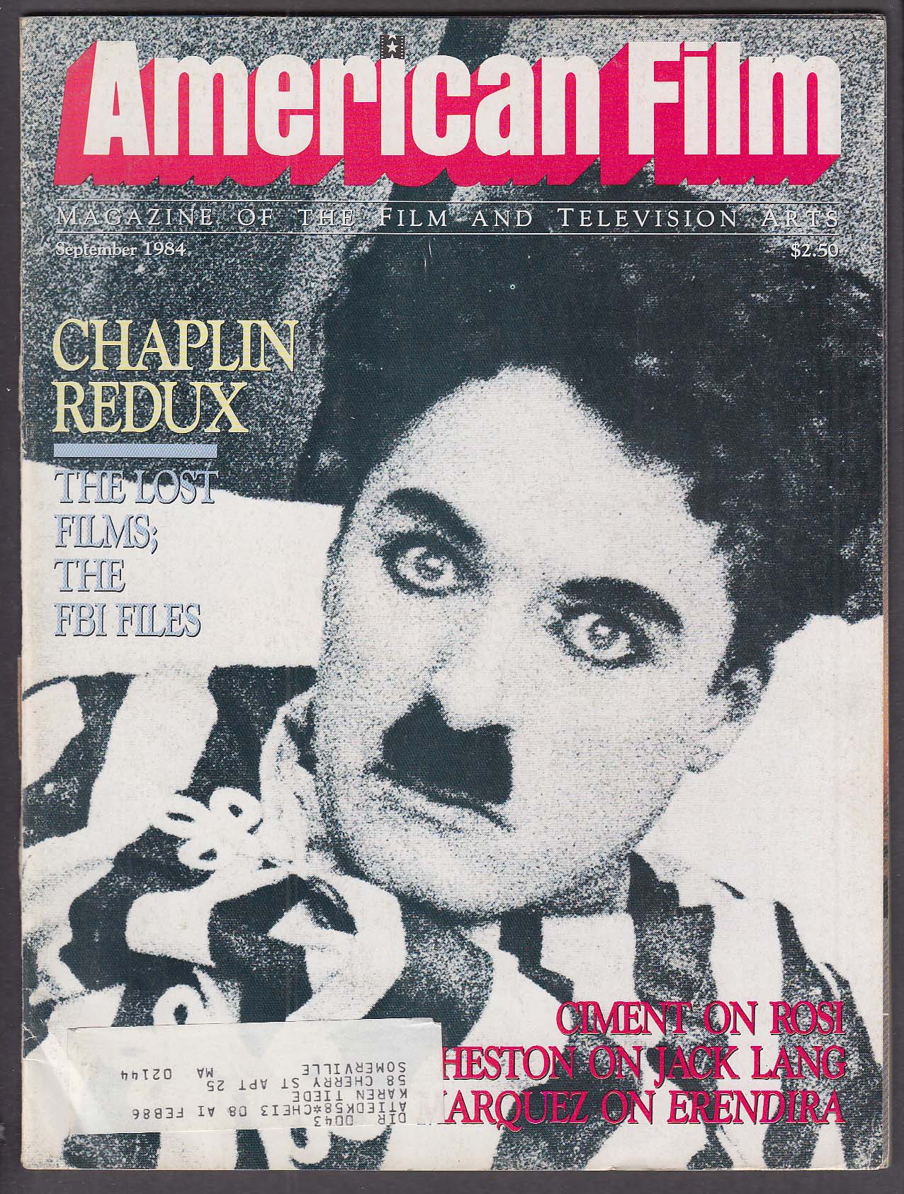 Image for AMERICAN FILM Charlie Chaplin Garcia Marquez Charlton Heton on Jack Lang 9 1984