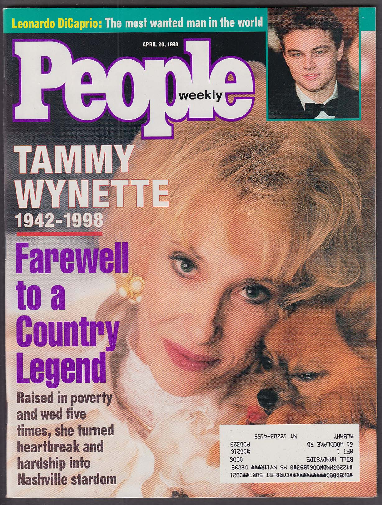 Image for PEOPLE Tammy Wynette Leonardo DiCaprio 4/20 1998