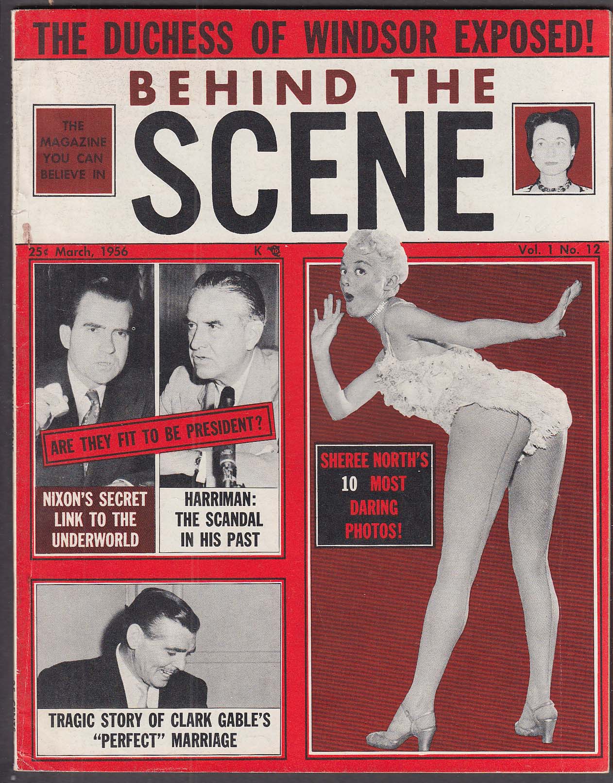 Image for BEHIND THE SCENE Sheree North Clark Gable Ekberg Nixon Harriman 3 1956
