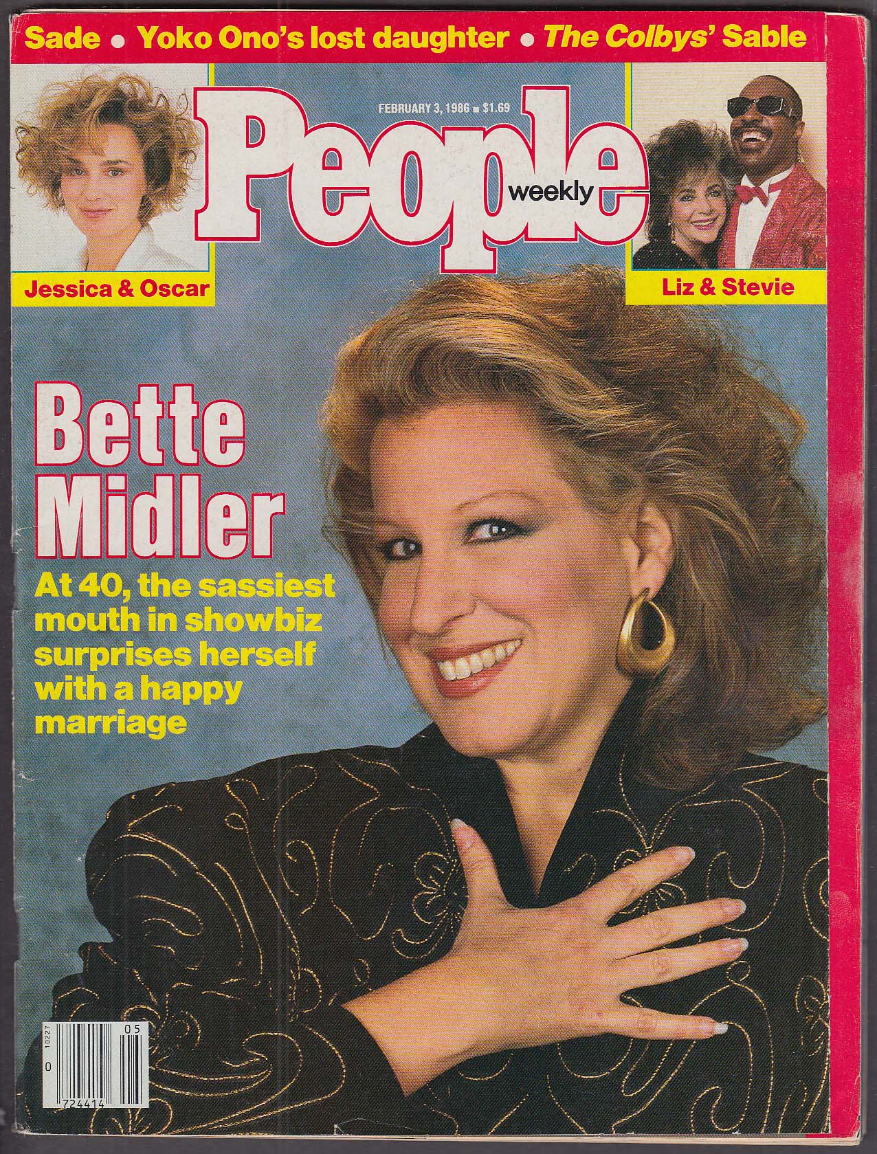 Image for PEOPLE Bette Midler Jessica Lange Yoko Ono Liz Taylor Stevie Wonder 2/3 1986
