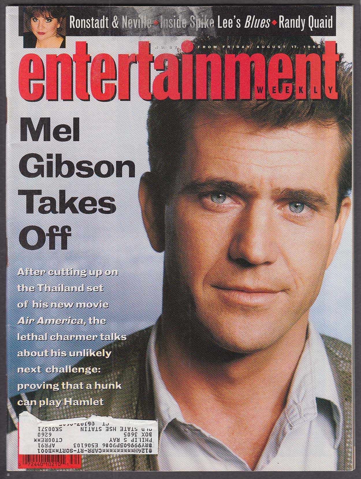 Image for ENTERTAINMENT WEEKLY Mel Gibson Linda Ronstadt Spike Lee Randy Quaid 8/17 1990