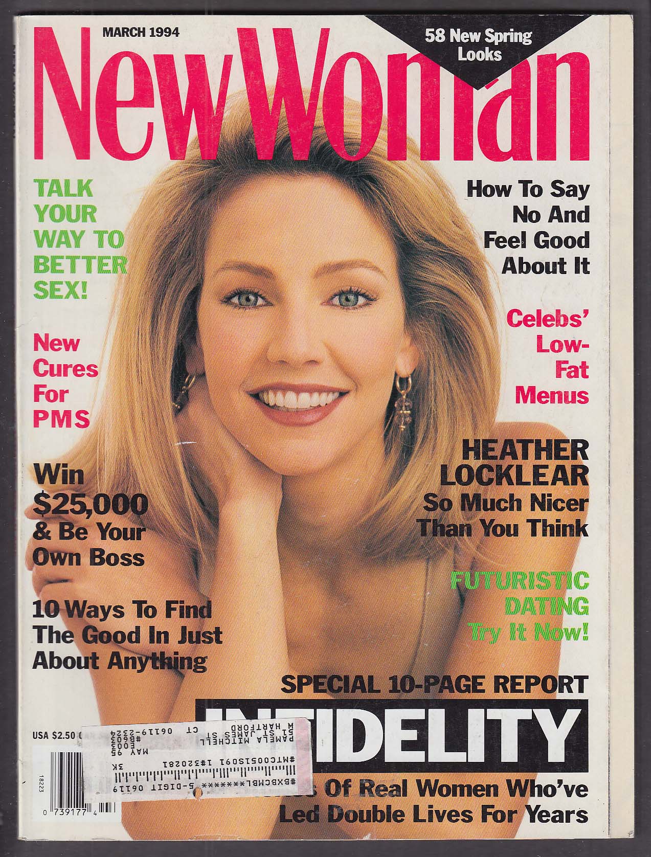 Image for NEW WOMAN Heather Locklear PMS Mediterranean Diet 3 1994